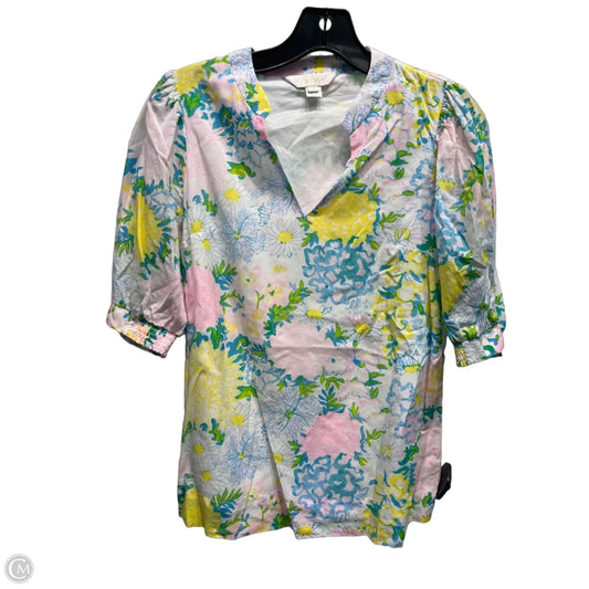 Top Short Sleeve Designer By Lilly Pulitzer In Pink & Yellow, Size: Xs