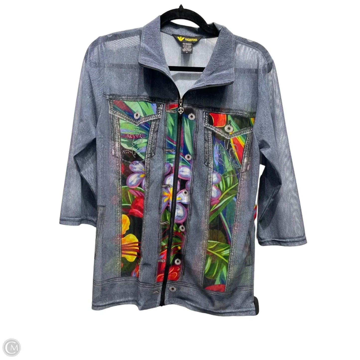 Top Long Sleeve By Valentina In Blue & Red, Size: S