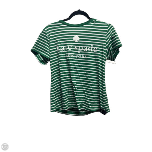 Top Short Sleeve Designer By Kate Spade In Green & White, Size: L