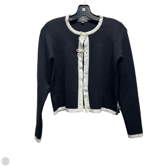 Sweater Cardigan By Adrianna Papell In Black & White, Size: Xs