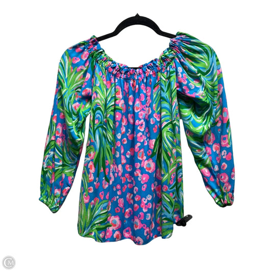 Top Long Sleeve Designer By Lilly Pulitzer In Blue & Pink, Size: Xxs