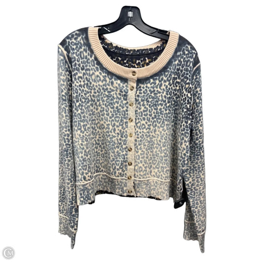 Sweater Cardigan By Clothes Mentor In Blue & Cream, Size: Xl