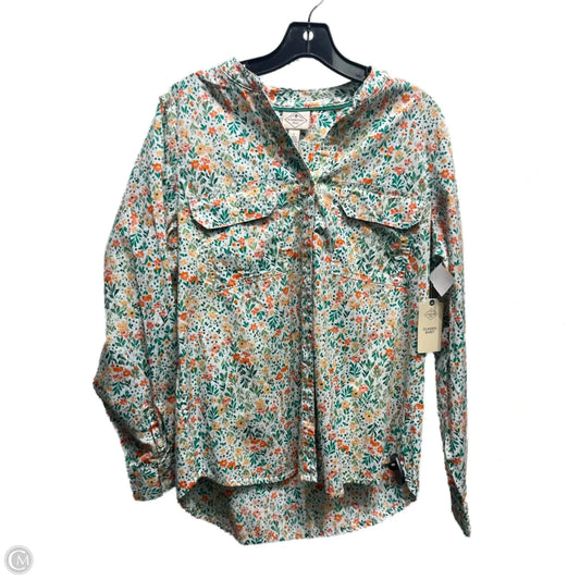 Top Long Sleeve By St Johns Bay In Green & Orange, Size: L
