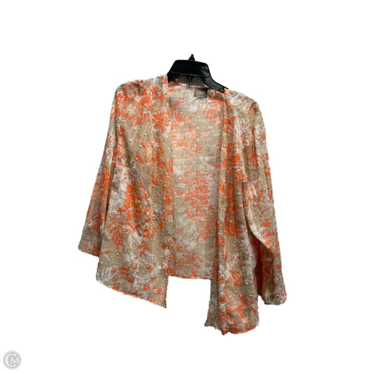 Cardigan By Chicos In Orange & Tan, Size: L