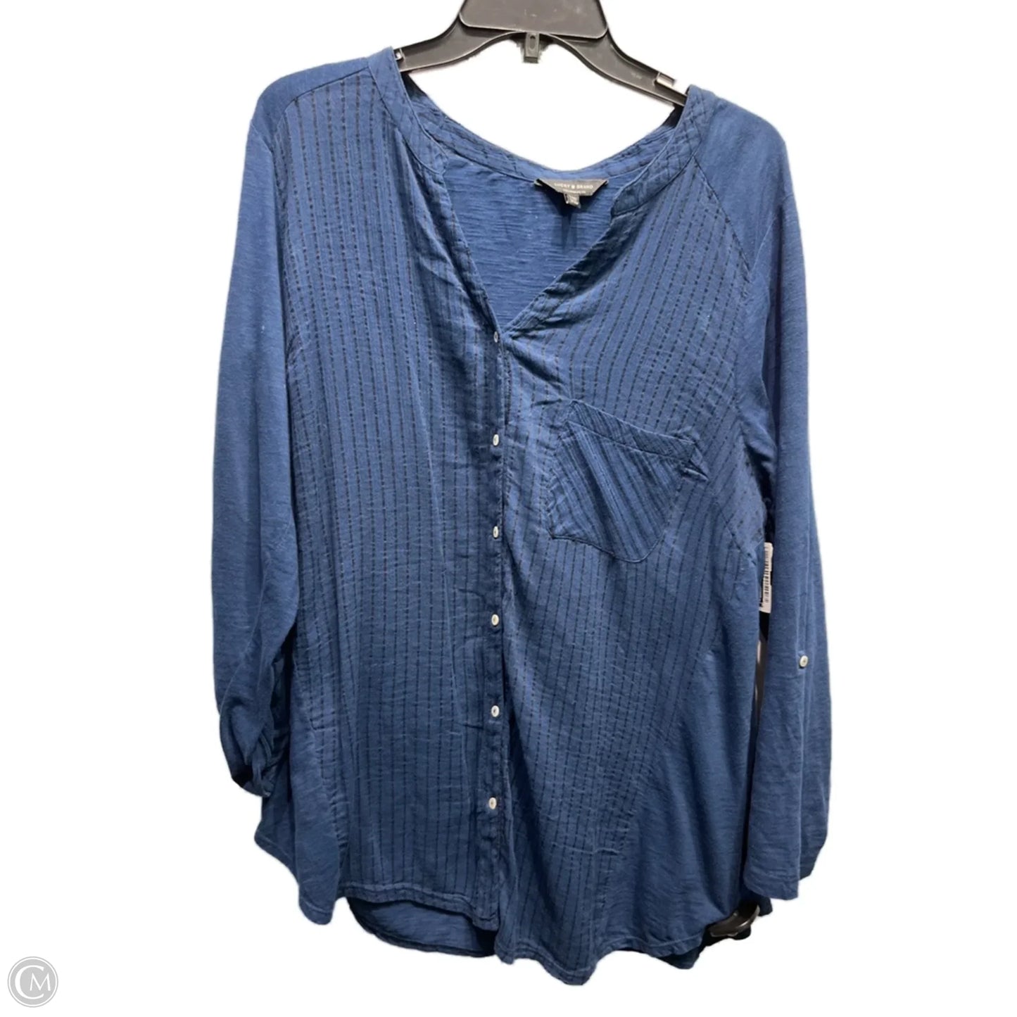 Top Long Sleeve By Lucky Brand In Blue, Size: 1X