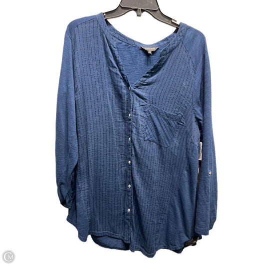 Top Long Sleeve By Lucky Brand In Blue, Size: 1X