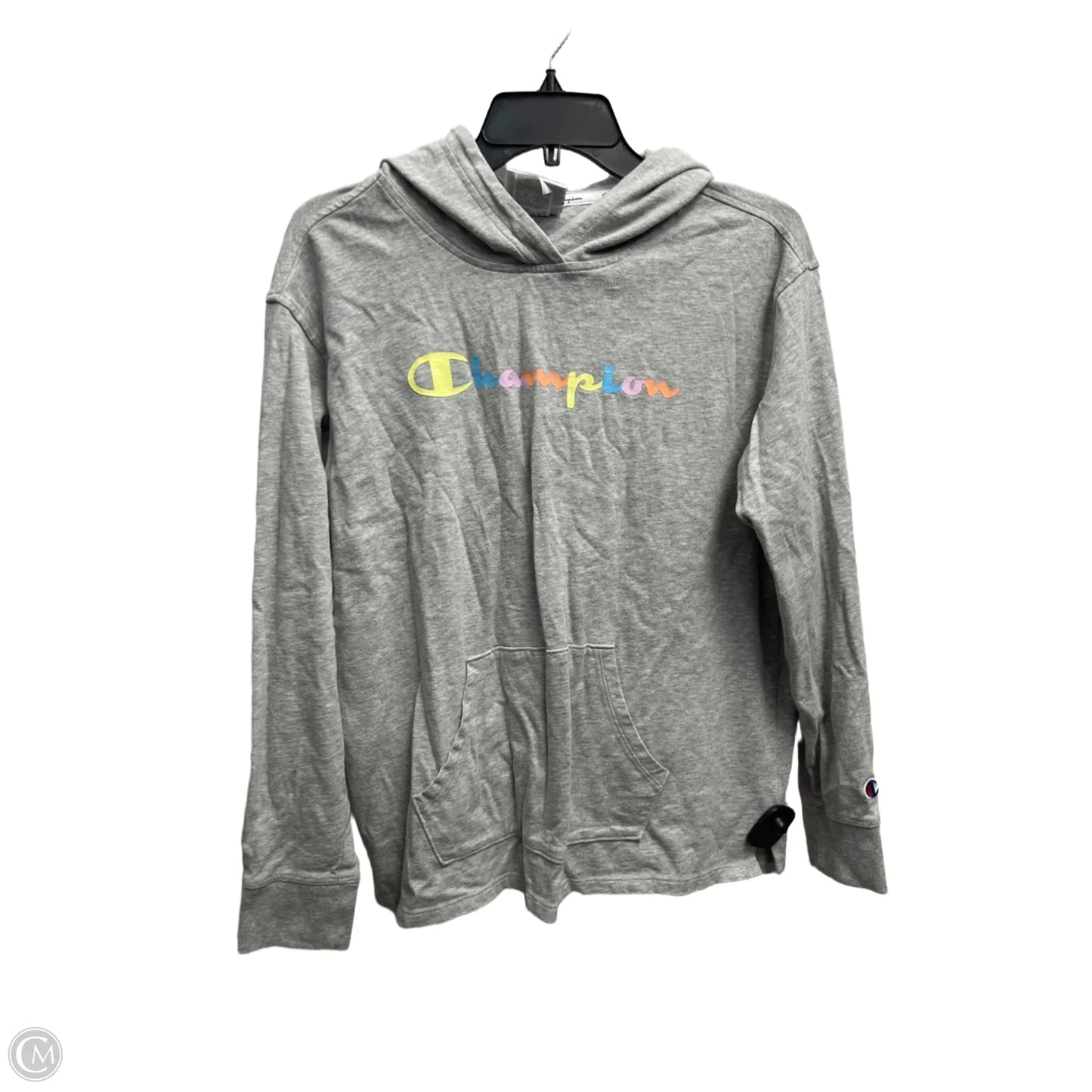 Athletic Sweatshirt Hoodie By Champion In Grey, Size: M