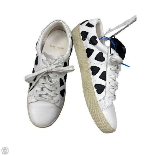 Shoes Luxury Designer By Yves Saint Laurent In Black & White, Size: 8
