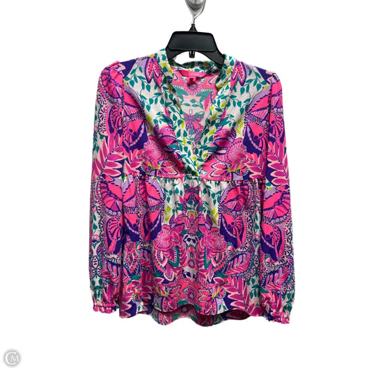Top Long Sleeve Designer By Lilly Pulitzer In Green & Pink, Size: Xxs