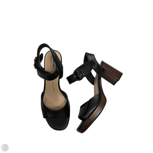 Sandals Heels Block By Clarks In Black, Size: 8