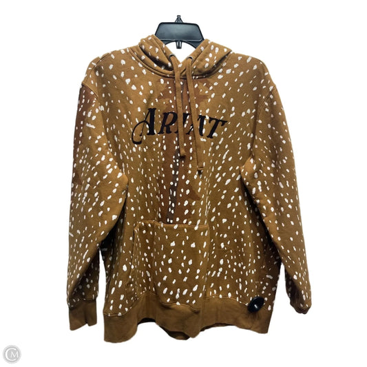 Sweatshirt Hoodie By Ariat In Brown & Cream, Size: Xxl