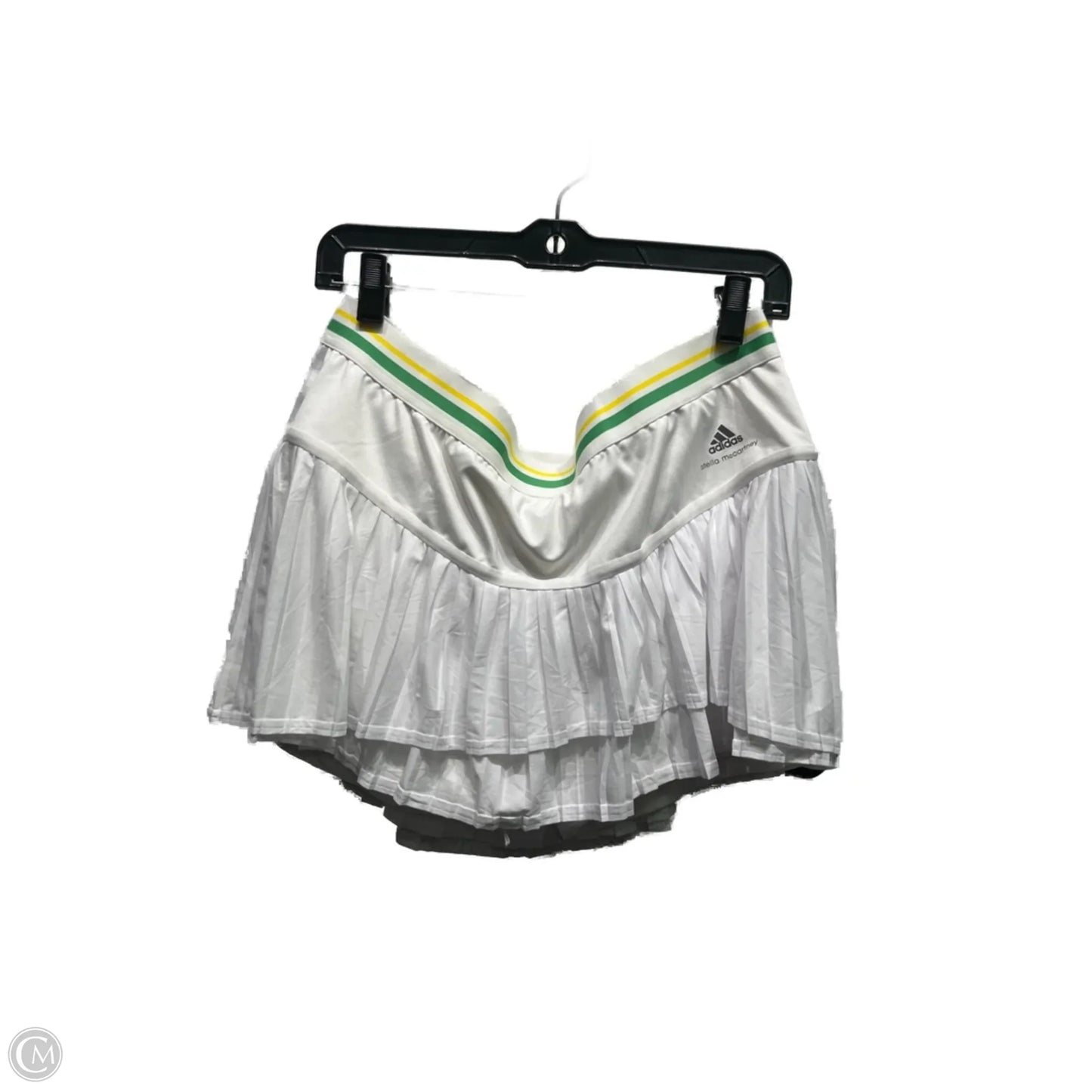 Athletic Skort By Adidas In White & Yellow, Size: L