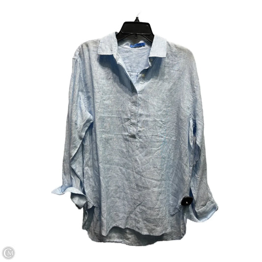Top Long Sleeve By J Mclaughlin In Blue & White, Size: Xl