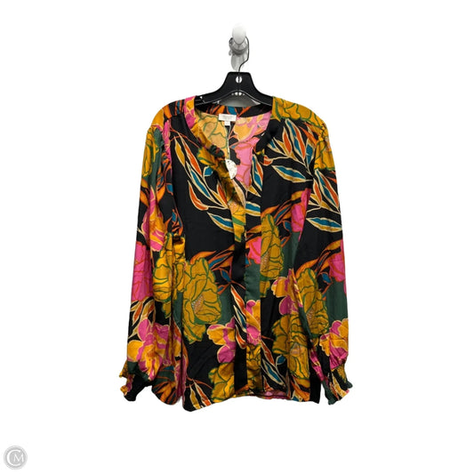 Top Long Sleeve By oddy In Orange & Pink, Size: 3x