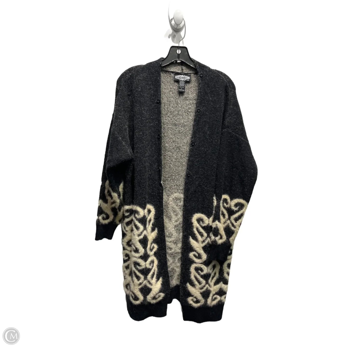 Sweater Cardigan By oliver o In Black & White, Size: L