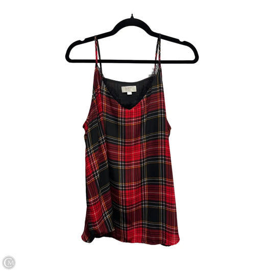 Top Sleeveless By Loft In Black & Red, Size: Xlp