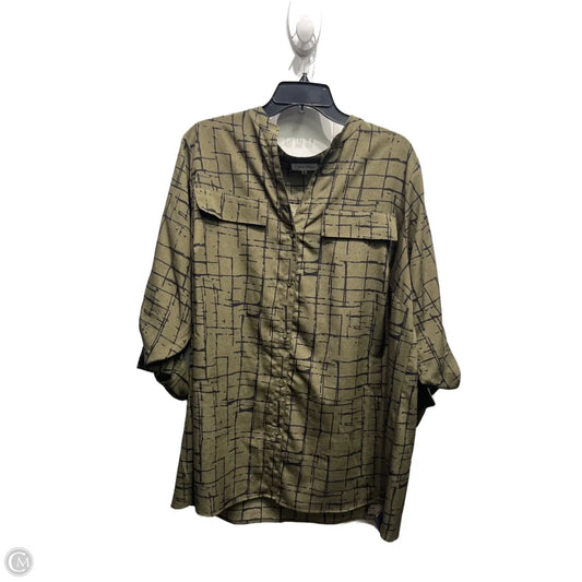 Top Long Sleeve By Calvin Klein In Black & Green, Size: 1x