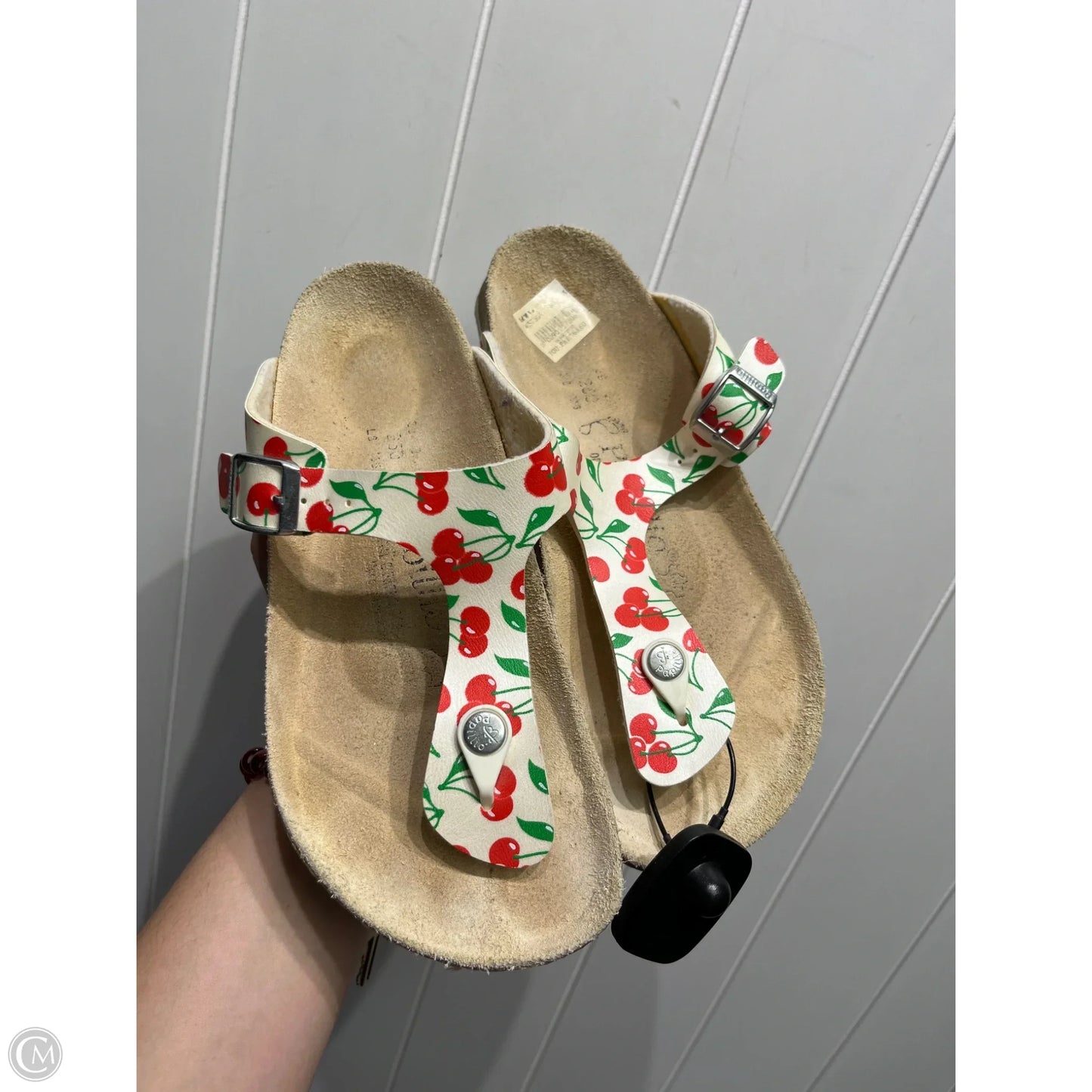 Sandals Flats By Birkenstock In Red & Silver, Size: 8