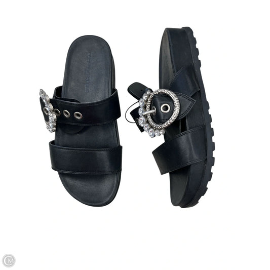 Sandals Designer By Karl Lagerfeld In Black & Silver, Size: 7