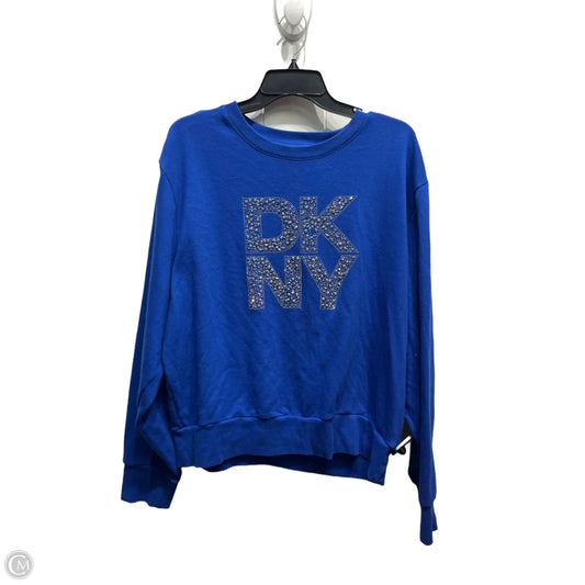 Sweatshirt  By DKNY In Blue & Silver, Size: Xl