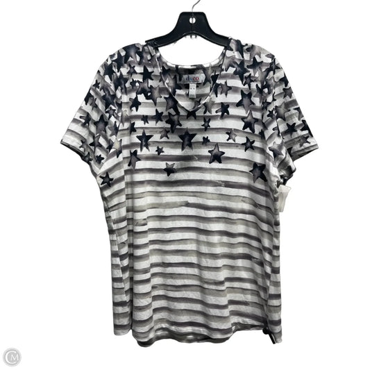 Top Short Sleeve By D&co. In Grey & White, Size: Xl