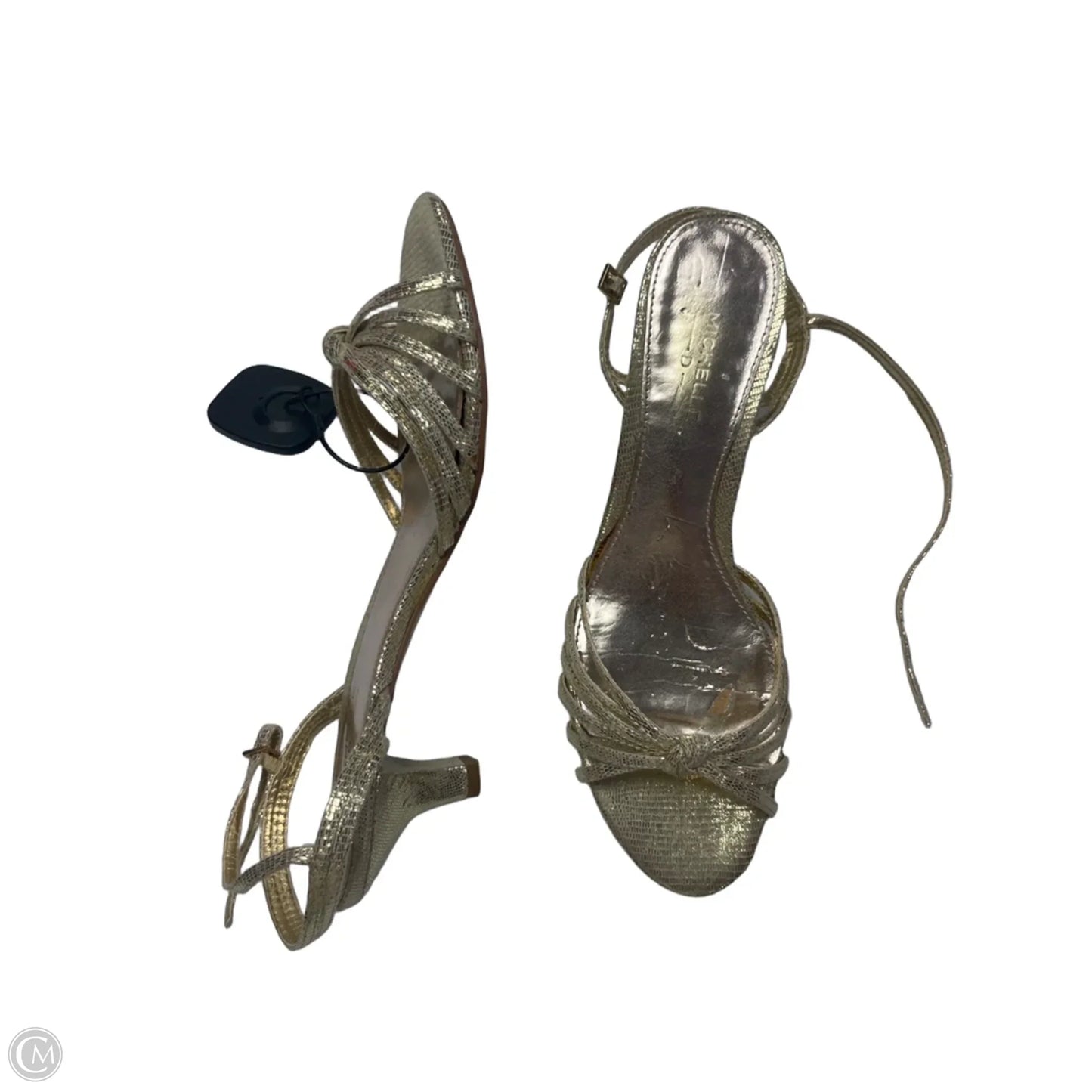 Sandals Heels Kitten By Michelle D. In Gold, Size: 8