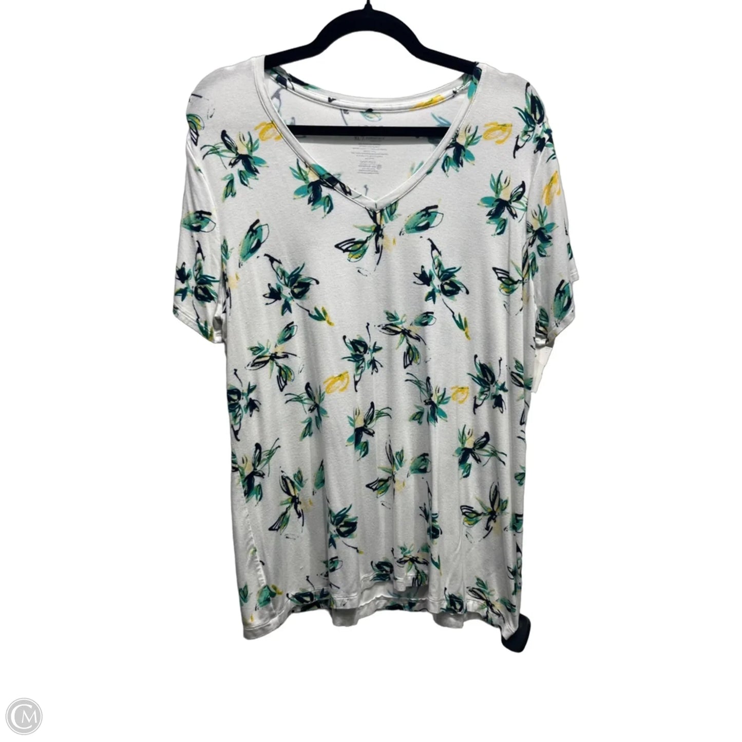 Top Short Sleeve Basic By Apt 9 In Green & White, Size: Xl