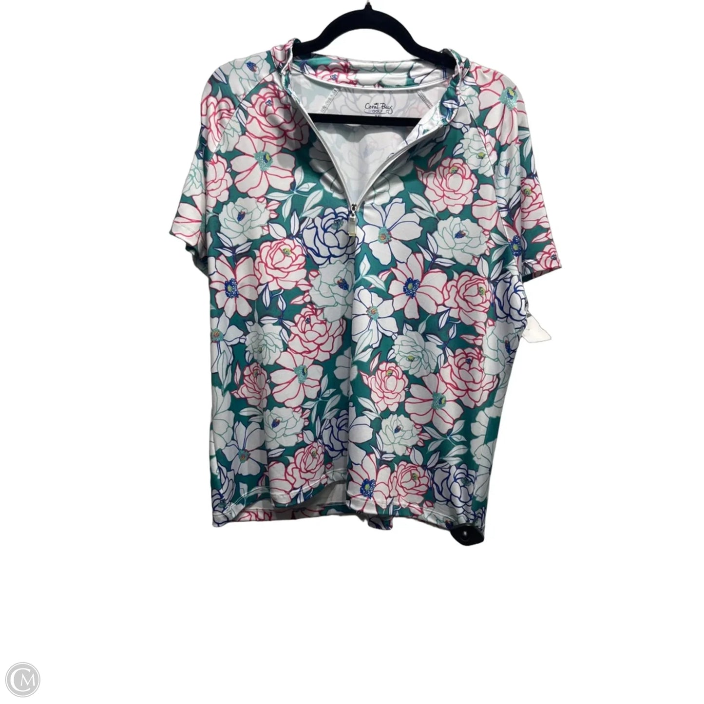 Top Short Sleeve By Coral Bay In Green & Pink, Size: Xlp