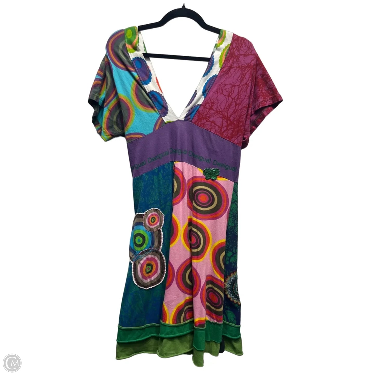Dress Casual Short By Desigual In Blue & Pink, Size: Xl