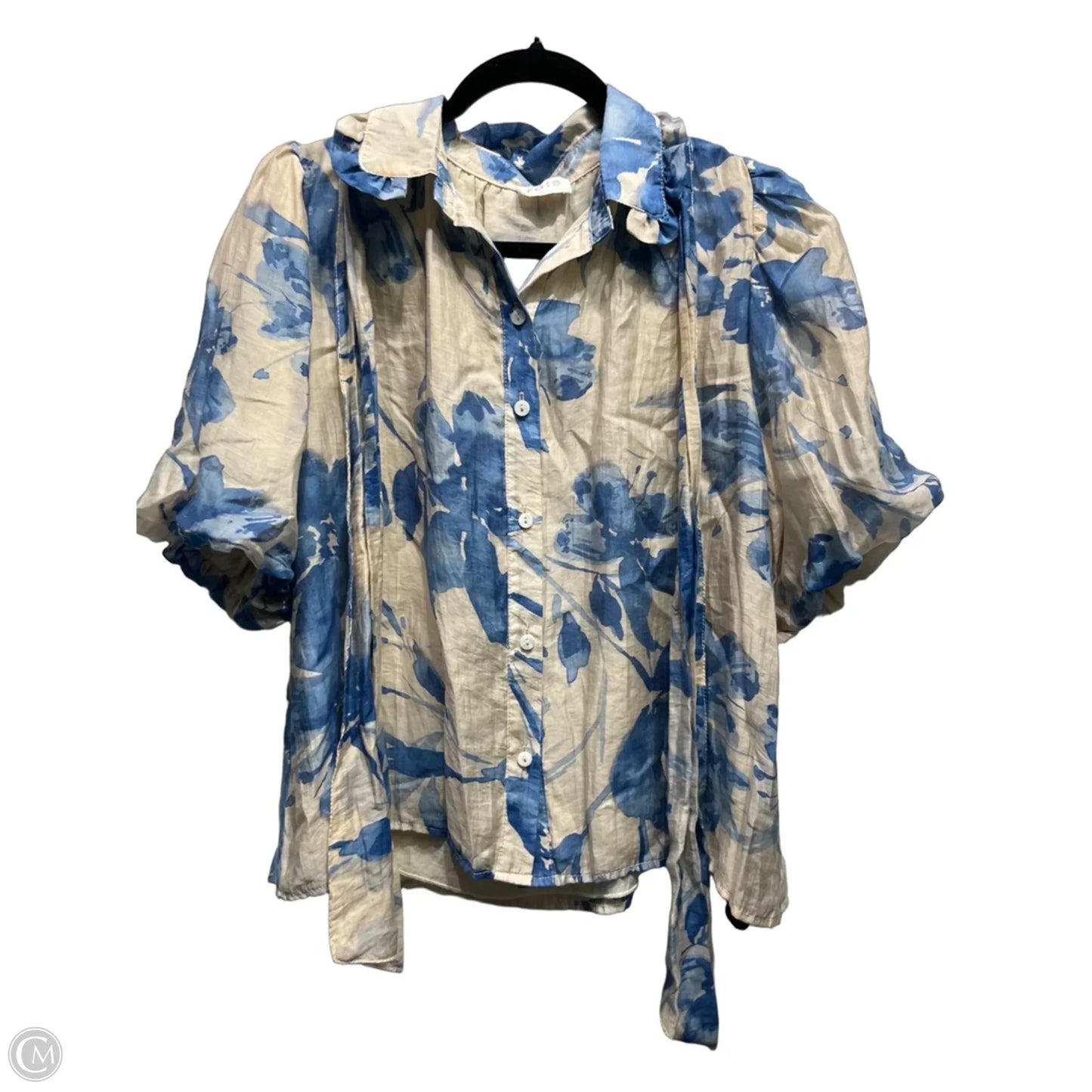 Top Short Sleeve By Fate In Blue & Tan, Size: S