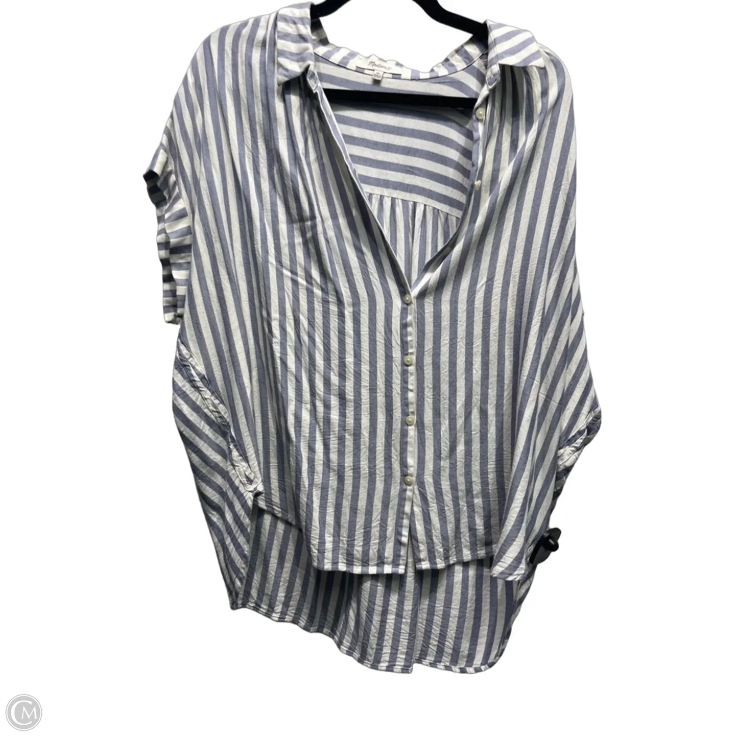 Top Short Sleeve By Madewell In Blue & White, Size: Xl