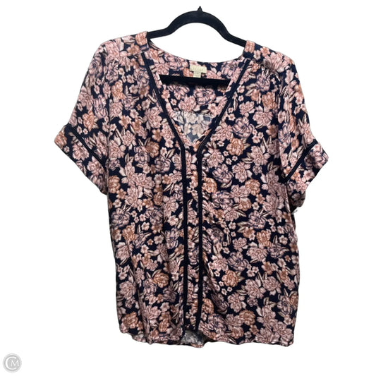 Top Short Sleeve By Hinge In Blue & Pink, Size: Xl
