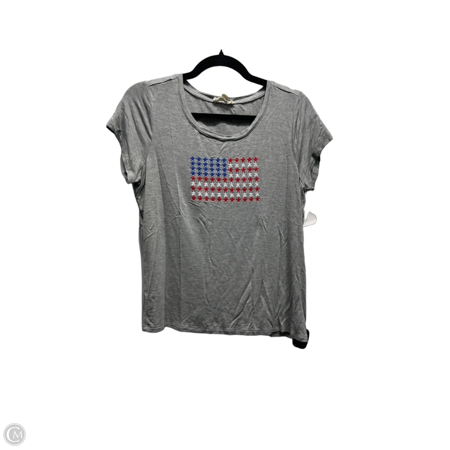 Top Short Sleeve Basic By brit ny  In Grey & Red, Size: M