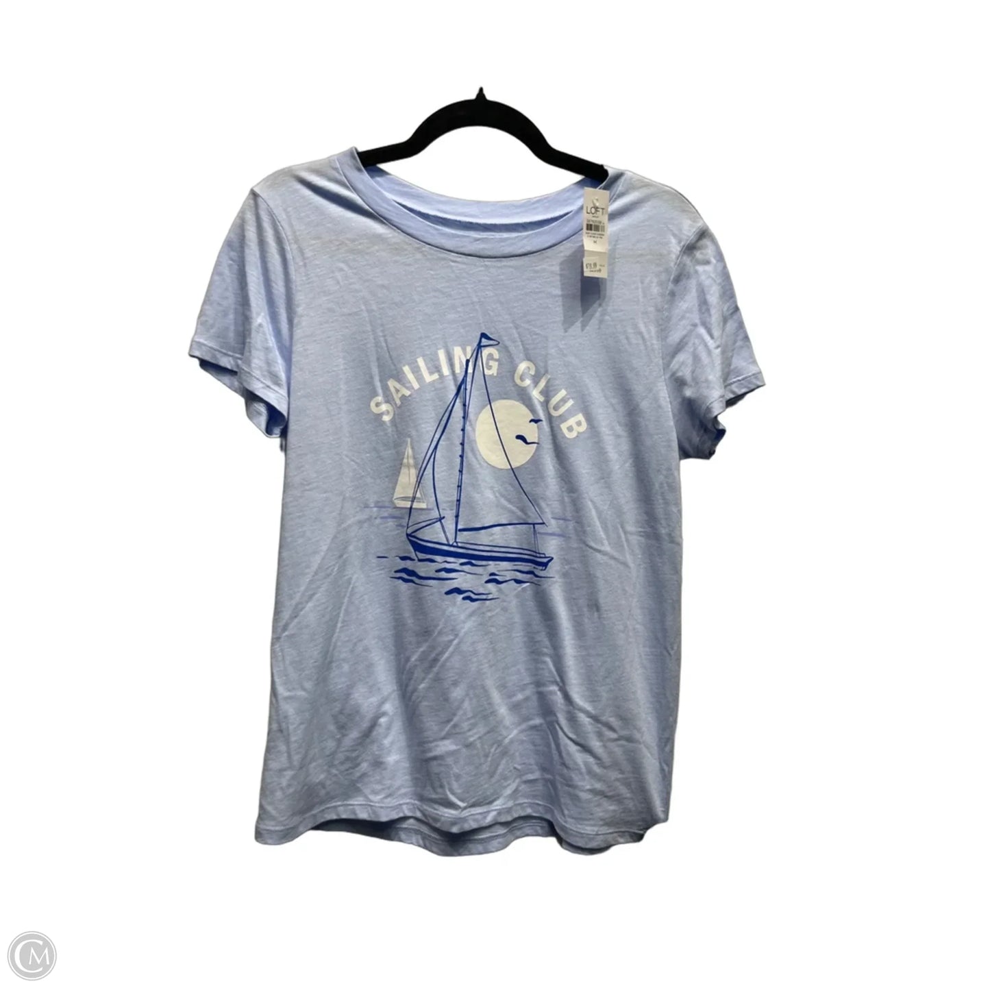 Top Short Sleeve Basic By Loft In Blue & White, Size: M