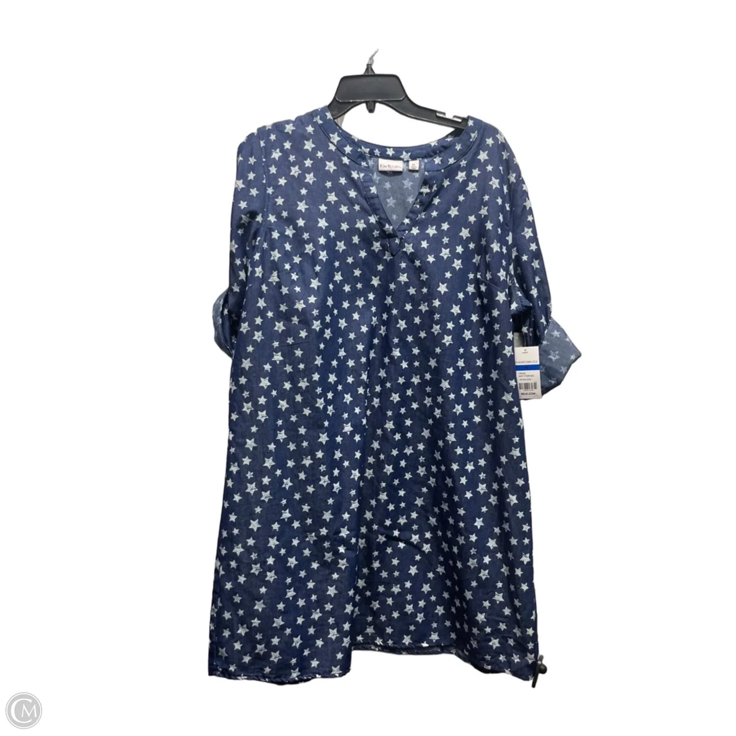Dress Casual Short By Kim Rogers In Blue & White, Size: Xl