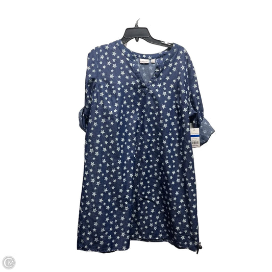 Dress Casual Short By Kim Rogers In Blue & White, Size: Xl