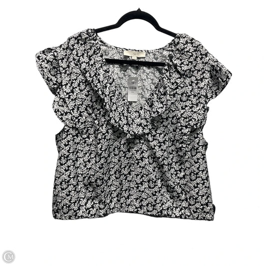 Top Short Sleeve By Loft In Black & White, Size: Xxl