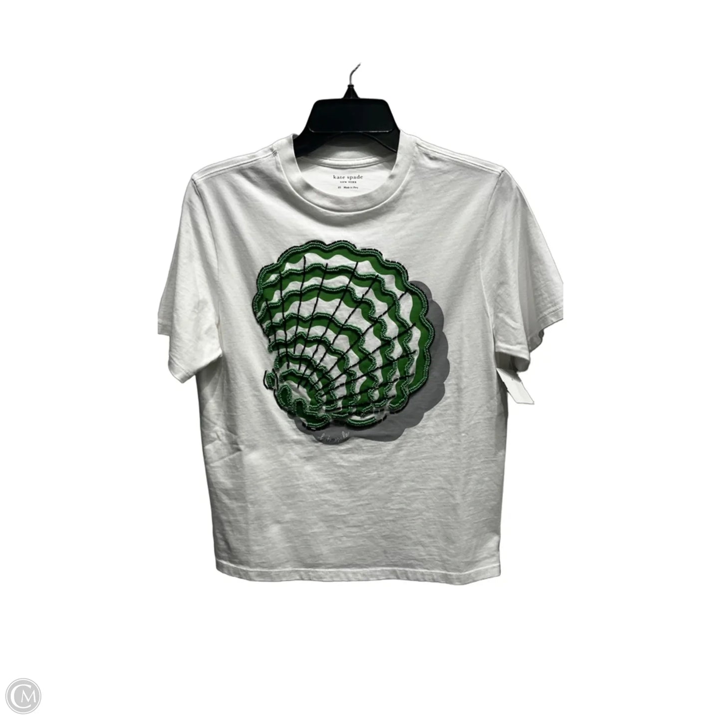 Top Short Sleeve Designer By Kate Spade In Green & White, Size: Xs