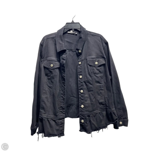 Jacket Denim By Chicos In Black Denim, Size: Xxl