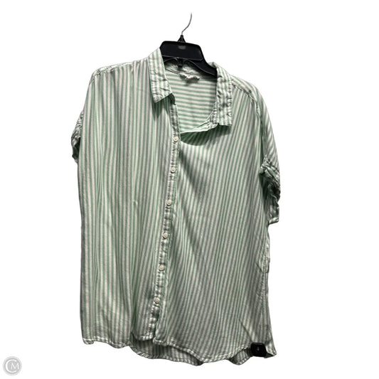 Top Short Sleeve By Beachlunchlounge In Green & White, Size: Xl