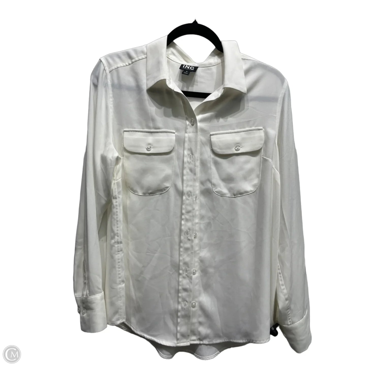 Top Long Sleeve By Inc In White, Size: M