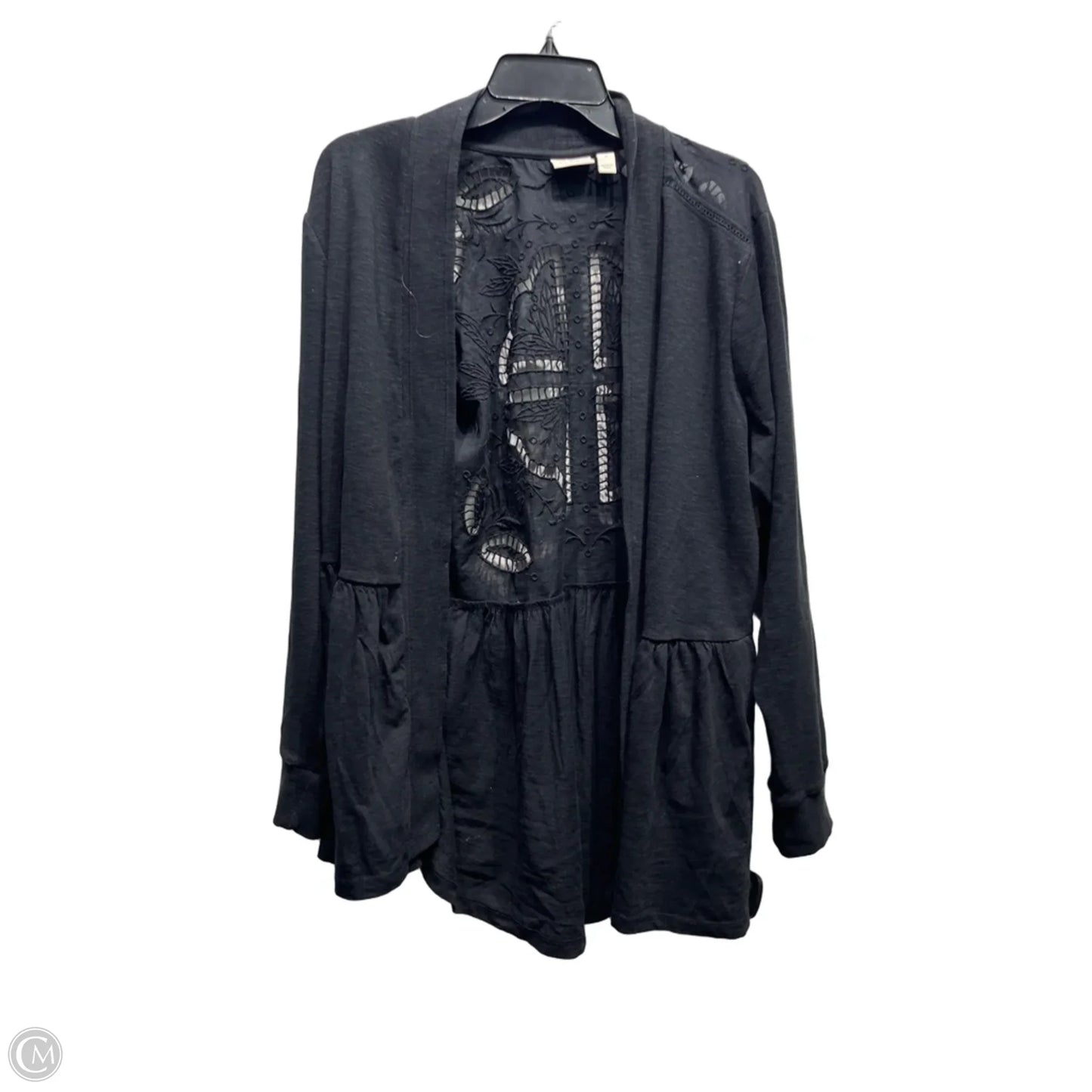 Sweater Cardigan By Logo In Black, Size: 1x