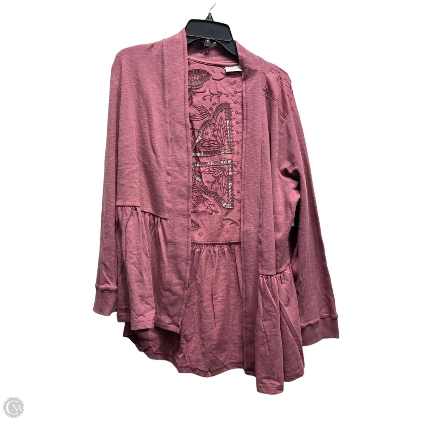 Sweater Cardigan By Logo In Mauve, Size: 1x