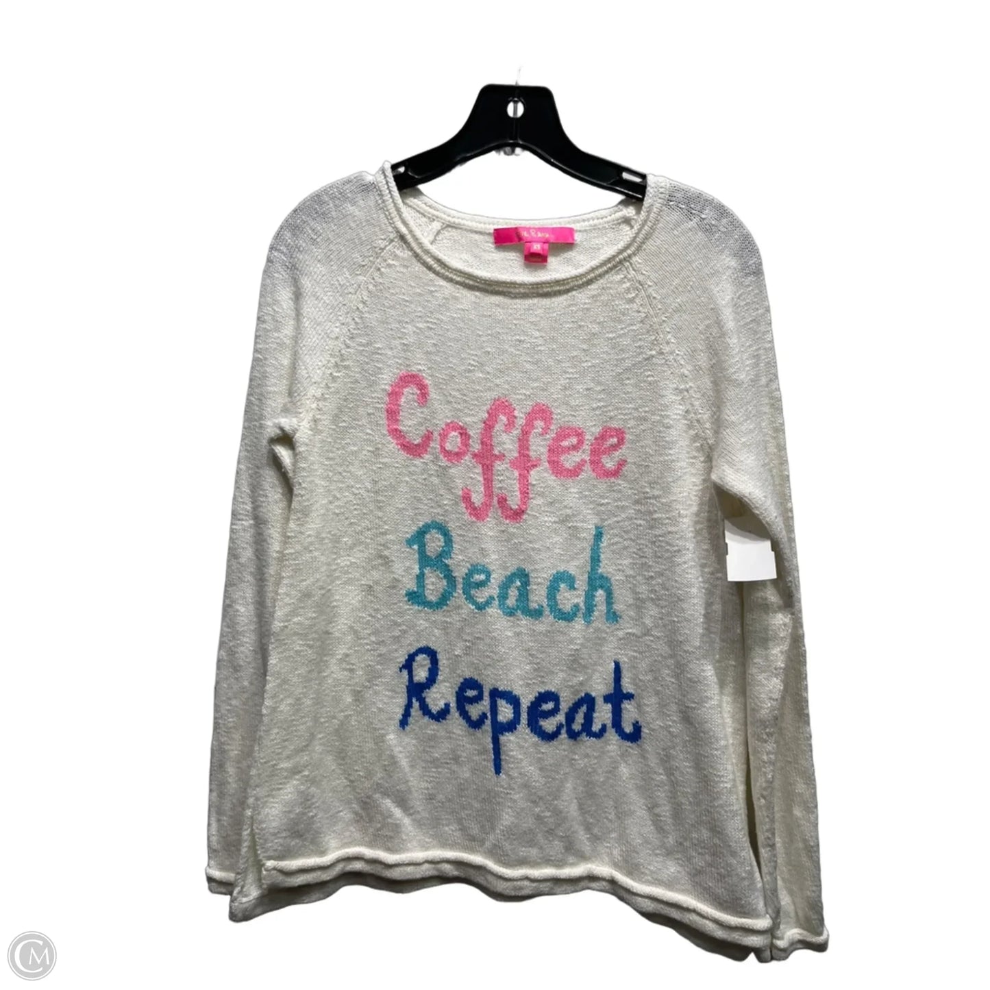 Top Long Sleeve Designer By Lilly Pulitzer In Pink & White, Size: Xs