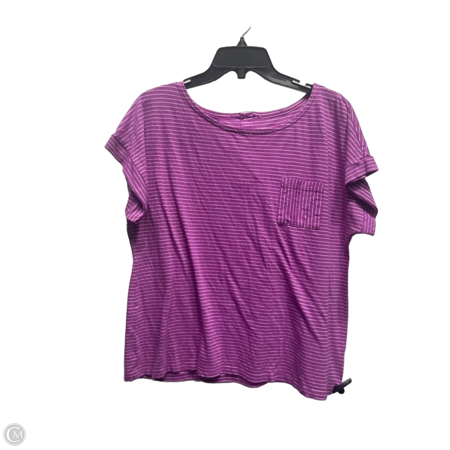 Top Short Sleeve By Talbots In Purple & White, Size: Xl