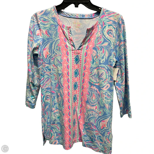 Top Long Sleeve Designer By Lilly Pulitzer In Blue & Pink, Size: Xs