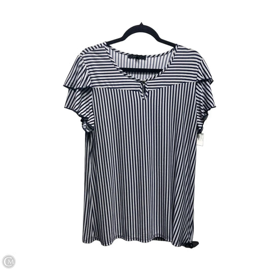 Top Short Sleeve By Atelier In Blue & White, Size: Xl