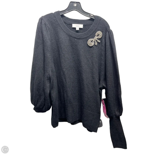Sweater By Cece In Black & Silver, Size: L