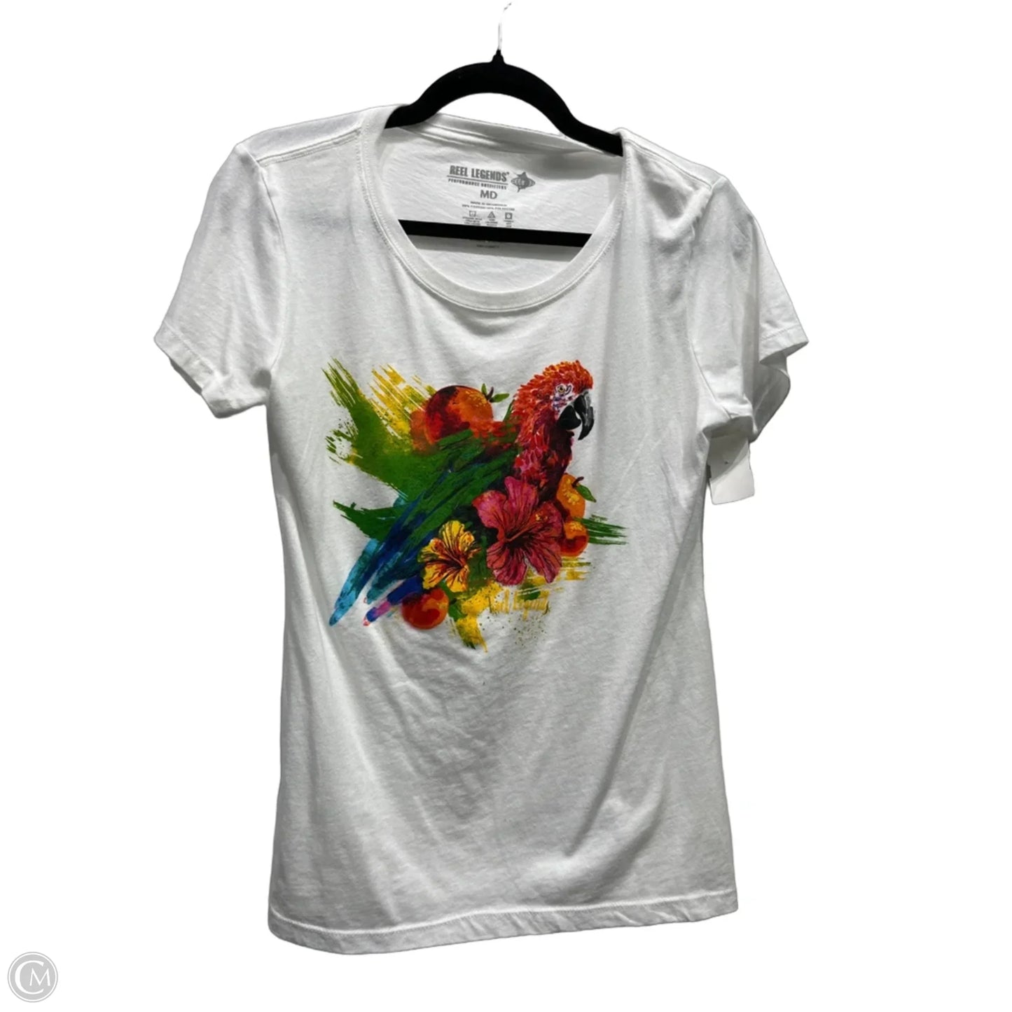 Top Short Sleeve Basic By Reel Legends In Orange & White, Size: M
