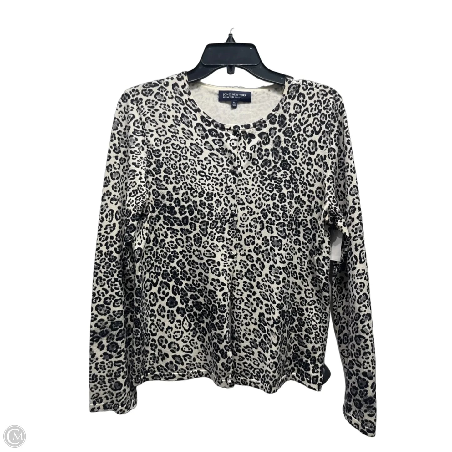 Sweater Cardigan By Jones New York In Black & Grey, Size: Lp